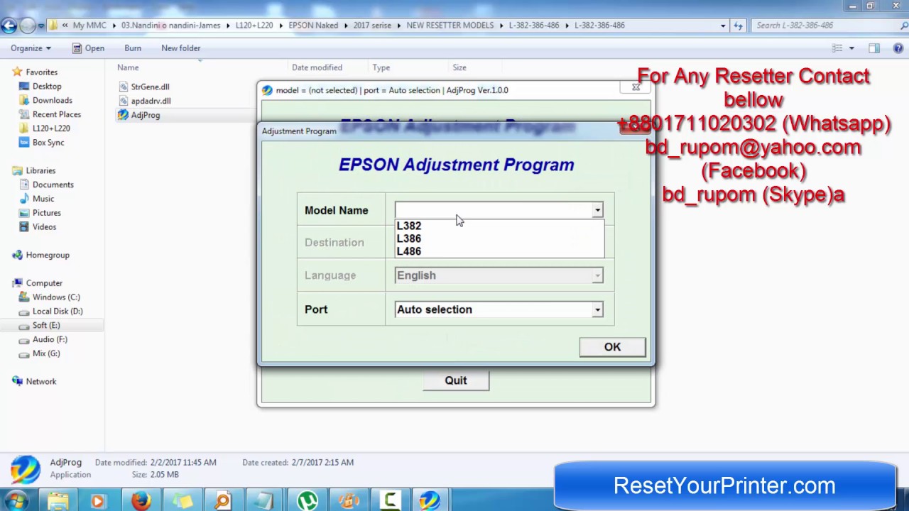 epson adjustment program l385